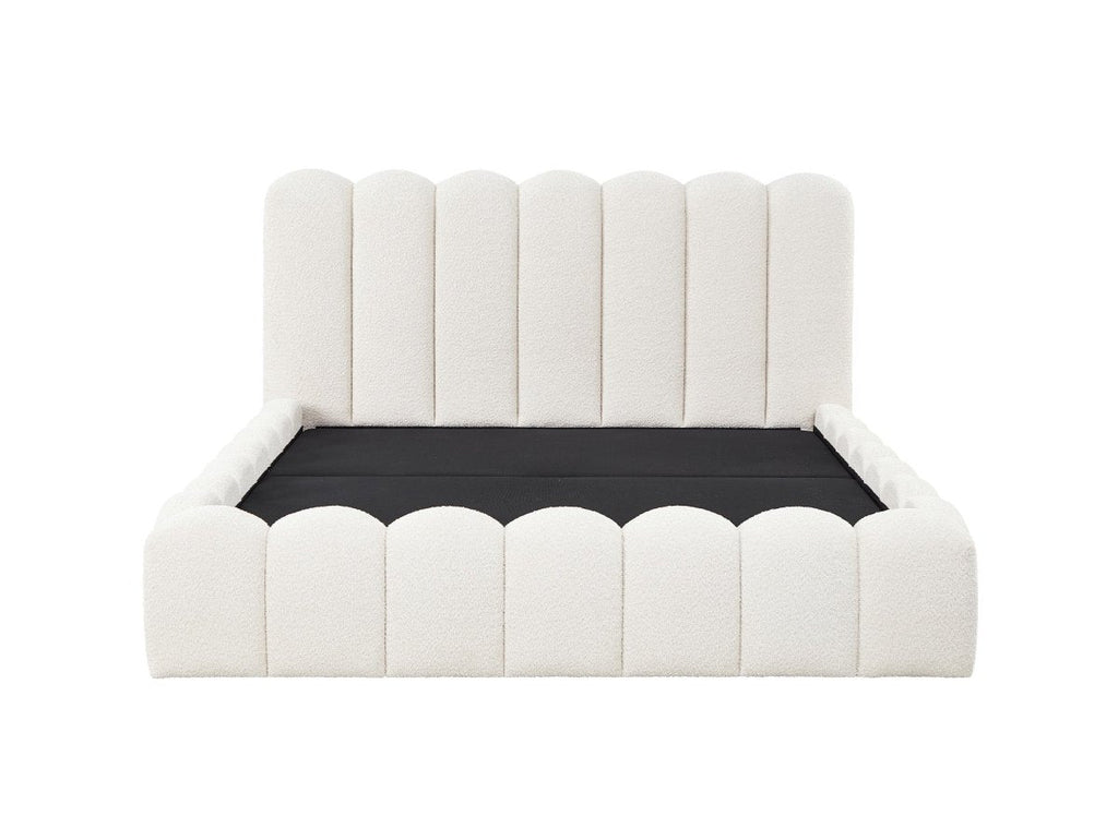 Lit coffre en tissu bouclette beige 160x200 cm RITA