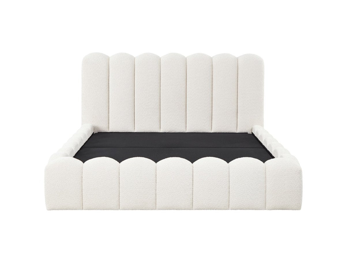 Lit coffre en tissu bouclette beige 160x200 cm RITA
