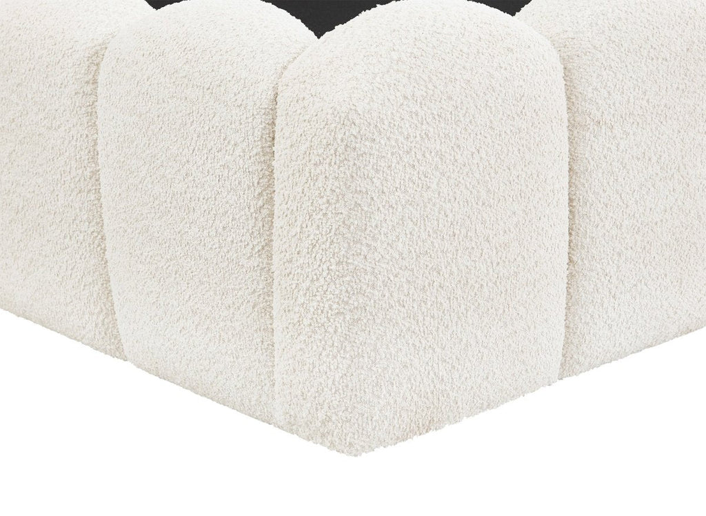 Lit coffre en tissu bouclette beige 160x200 cm RITA
