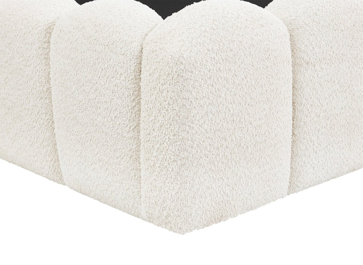 Lit coffre en tissu bouclette beige 160x200 cm RITA