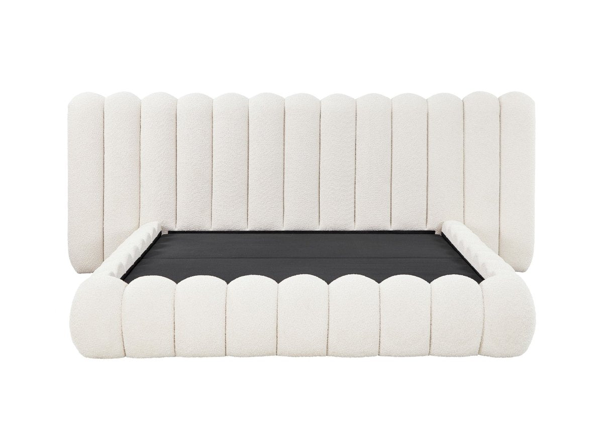 Lit coffre en tissu bouclette beige 180x200 cm GRETA