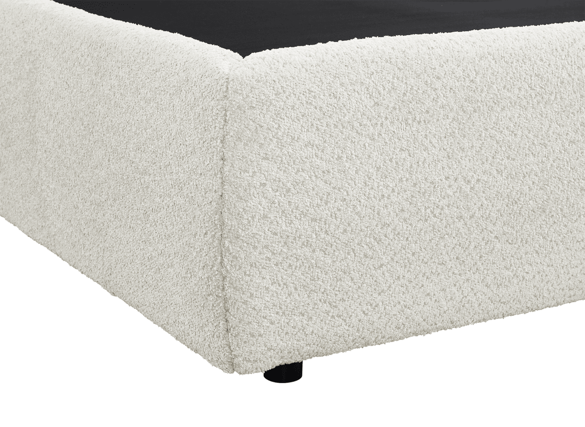 Lit coffre en tissu bouclette beige 180x200 cm MELY