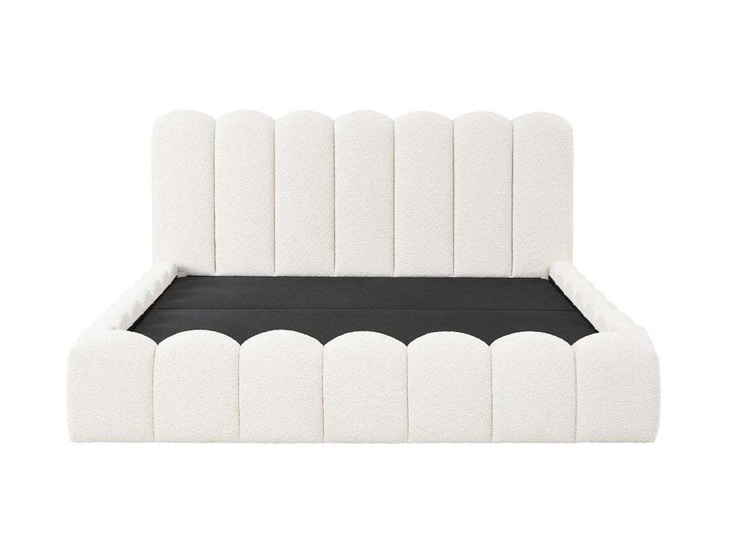 Lit coffre en tissu bouclette beige 180x200 cm RITA