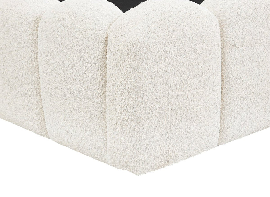 Lit coffre en tissu bouclette beige 180x200 cm RITA