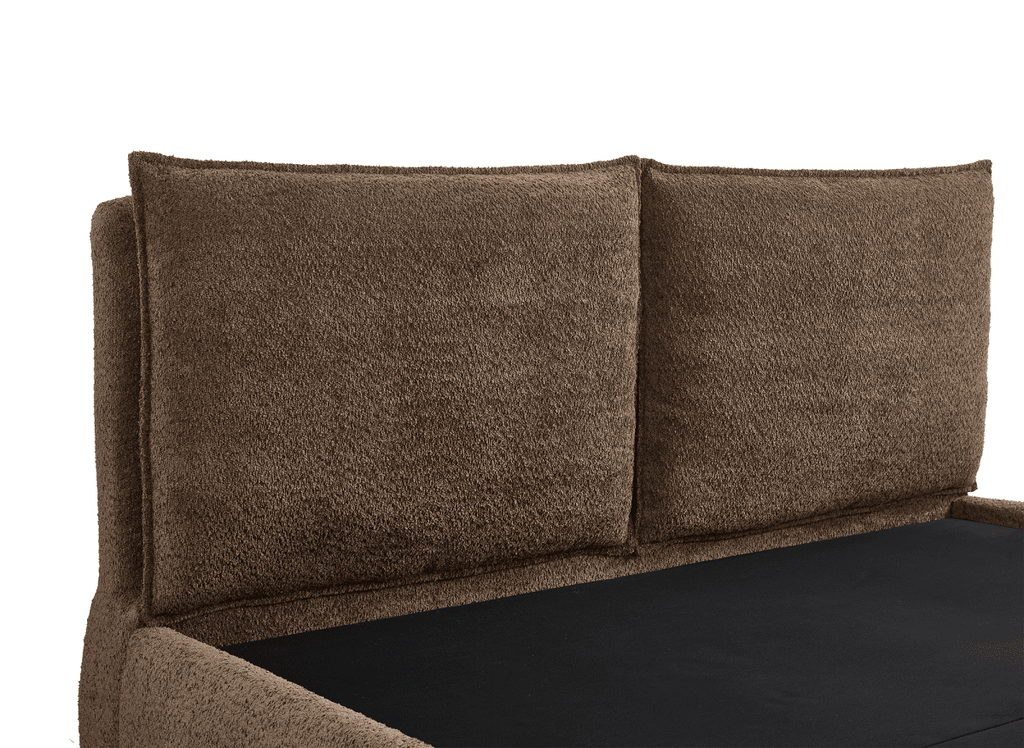 Lit coffre en tissu bouclette marron 140x190 cm MELY