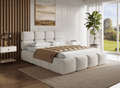 Lit coffre en velours chiné beige 140x190 cm BUBBLE