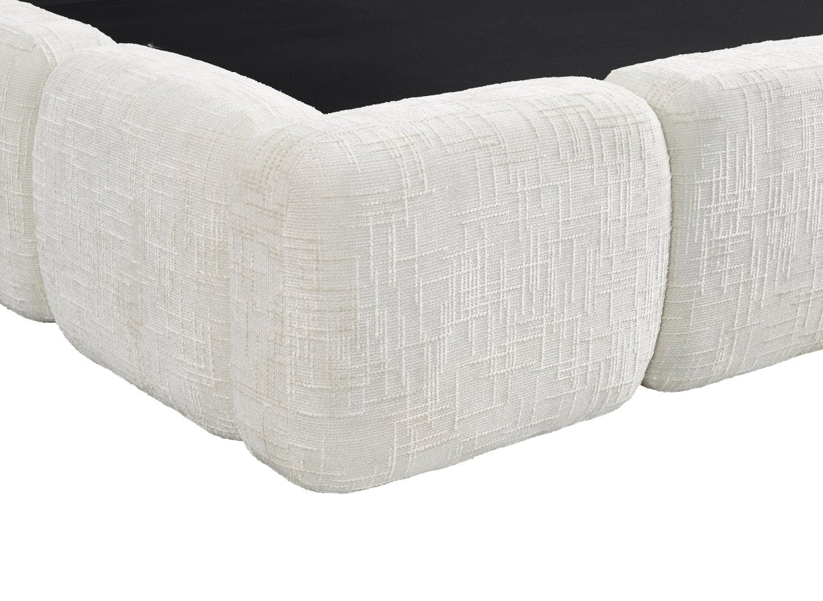 Lit coffre en velours chiné beige 180x200 cm BUBBLE