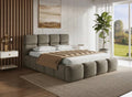 Lit coffre en velours chiné vert olive 140x190 cm BUBBLE