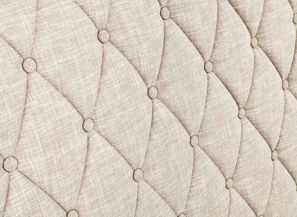 Lit double avec 4 tiroirs en lin beige 160x200 cm LEANDRE