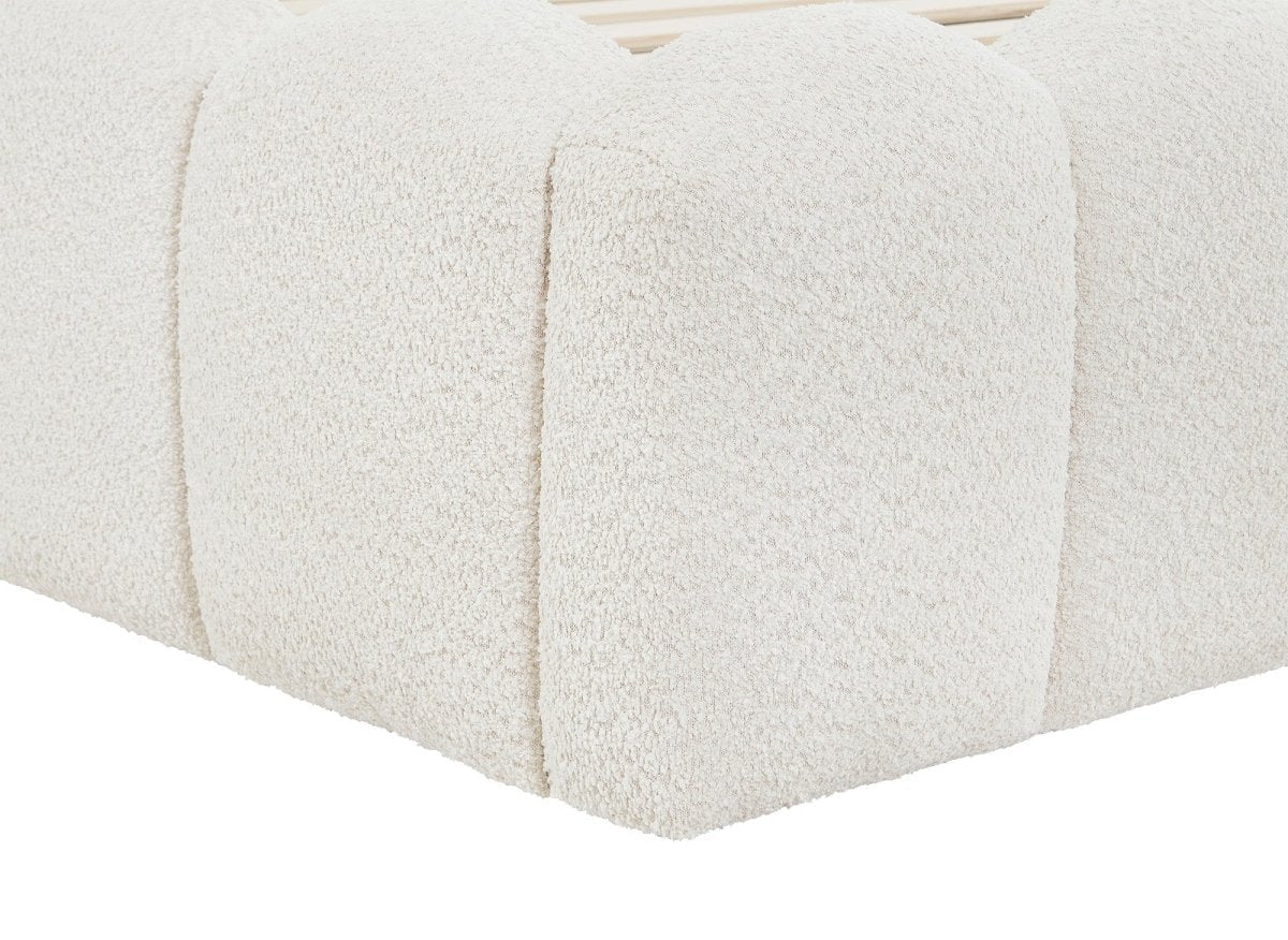 Lit double en tissu bouclette beige 160x200 cm RITA