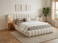 Lit double en tissu bouclette beige 180x200 cm GRETA