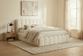 Lit double en tissu bouclette beige 180x200 cm RITA