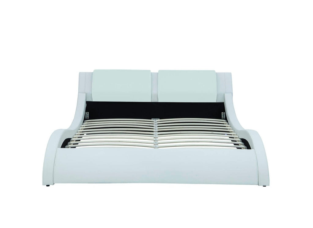 Lit en simili cuir blanc avec LED 140x190 cm ZEDA