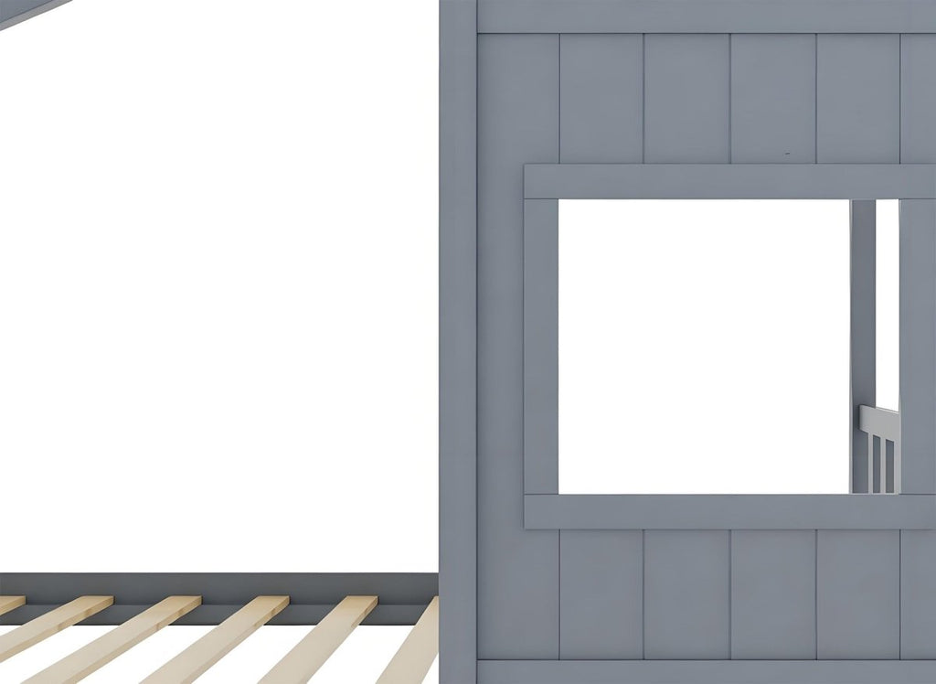 Lit gigogne cabane en bois gris 90 x 190 cm MILIO