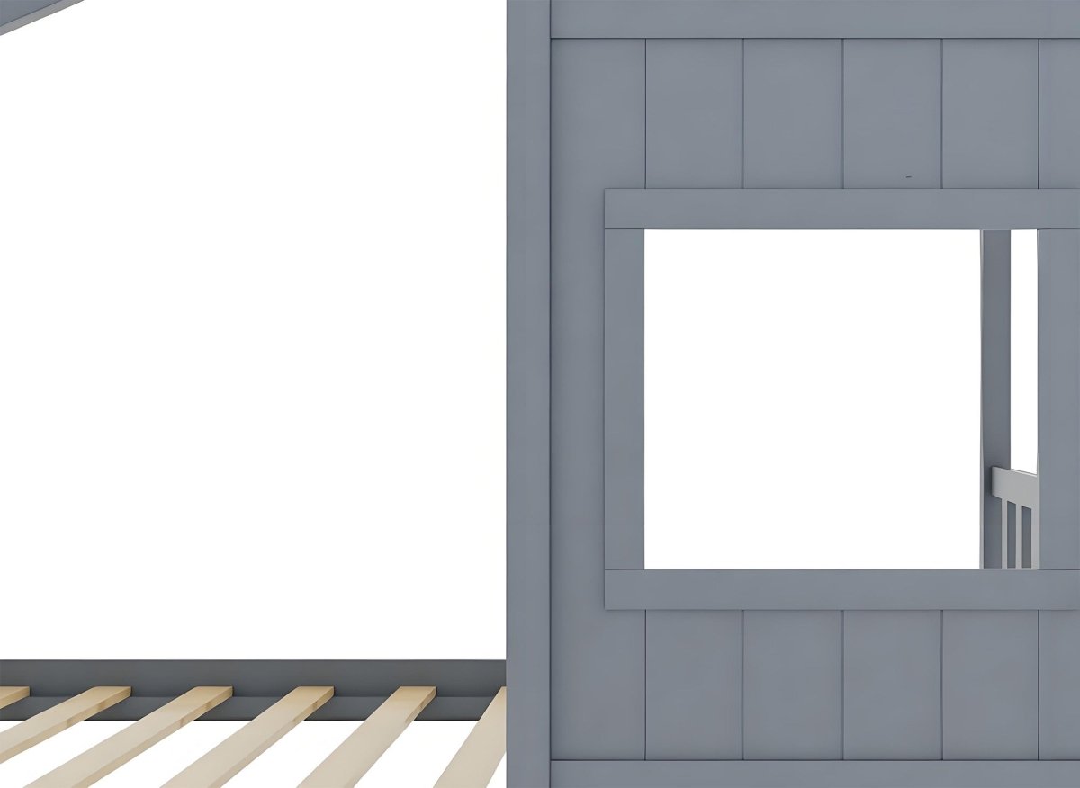 Lit gigogne cabane en bois gris 90 x 190 cm MILIO
