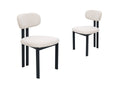 Lot de 2 chaises en tissu texturé écru pieds en métal noir LEONA