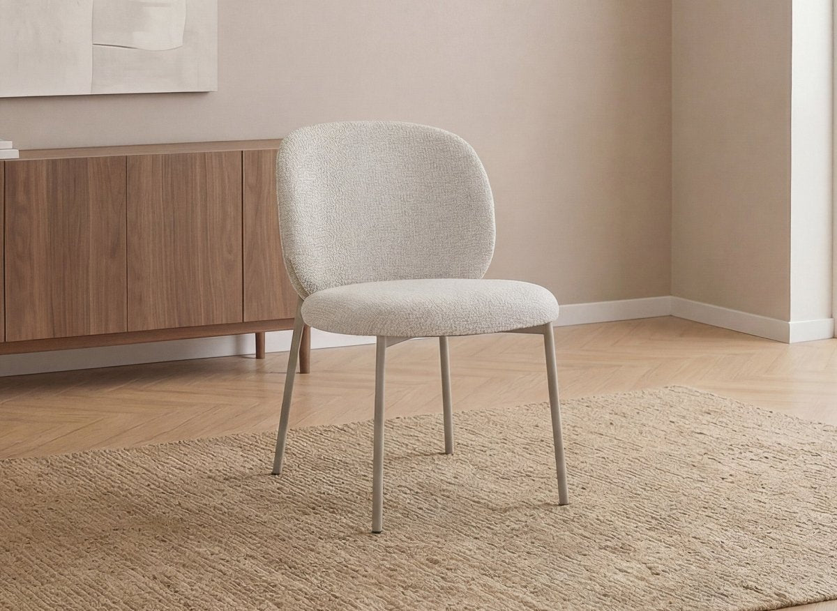 Lot de 2 chaises en tweed écru et pieds en métal gris MARCUS