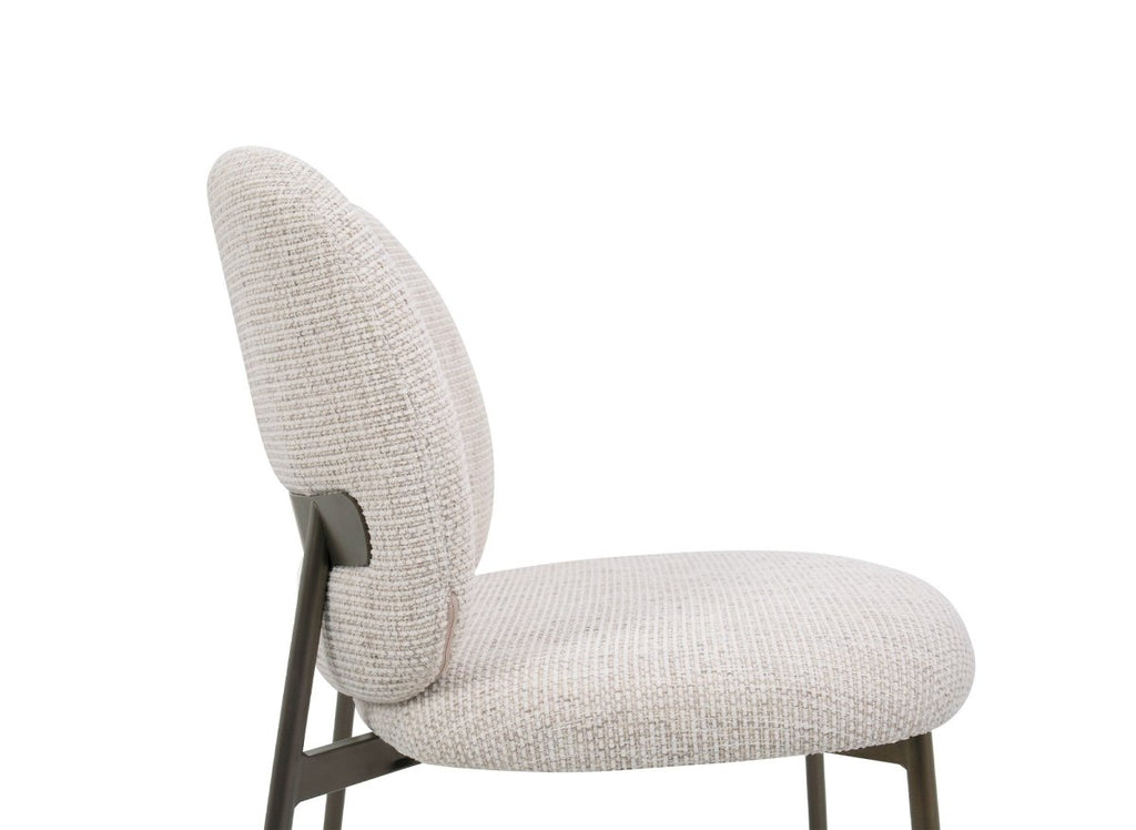 Lot de 2 chaises en tweed écru et pieds en métal marron MARCUS