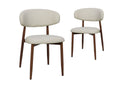 Lot de 2 chaises en tweed écru pieds en métal marron FLAVIA