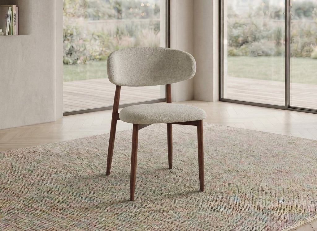 Lot de 2 chaises en tweed écru pieds en métal marron FLAVIA