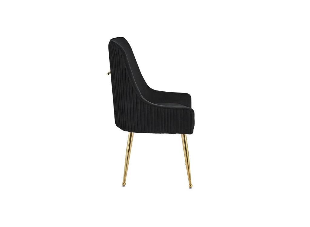 Lot de 2 chaises en velours noir pieds en métal doré DORY