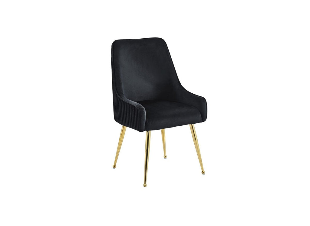 Lot de 2 chaises en velours noir pieds en métal doré DORY