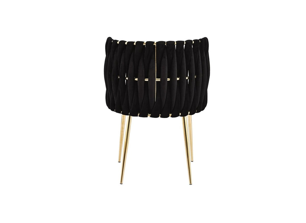 Lot de 2 chaises en velours noir pieds en métal doré POLO