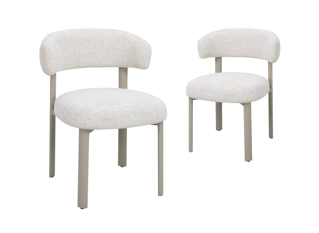 Lot de 2 chaises en velours tissé écru pieds en métal gris LOUISA