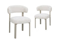 Lot de 2 chaises en velours tissé écru pieds en métal gris LOUISA