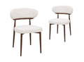 Lot de 2 chaises en velours tissé écru pieds en métal marron JULES