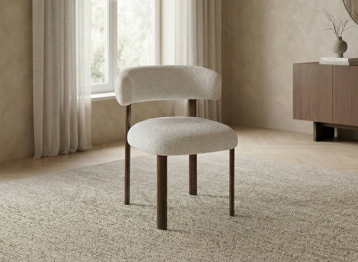 Lot de 2 chaises en velours tissé écru pieds en métal marron LOUISA