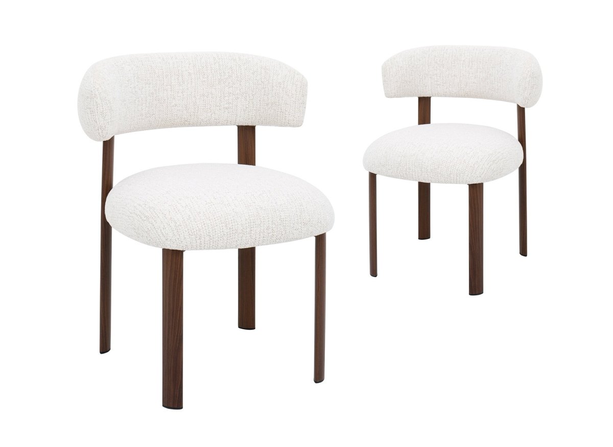 Lot de 2 chaises en velours tissé écru pieds en métal marron LOUISA