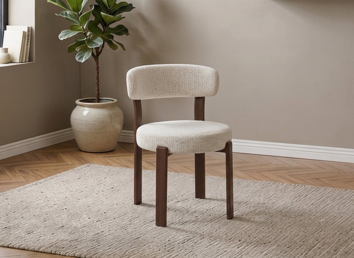 Lot de 2 chaises en velours tissé écru pieds en métal marron MARYSE