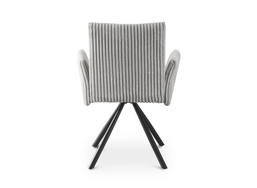 Lot de 2 chaises pivotantes en velours gros côtelé gris HOLLY