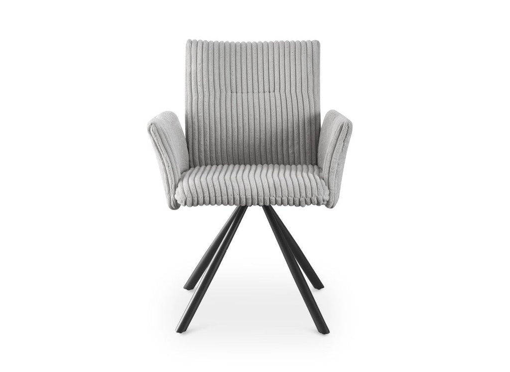 Lot de 2 chaises pivotantes en velours gros côtelé gris HOLLY