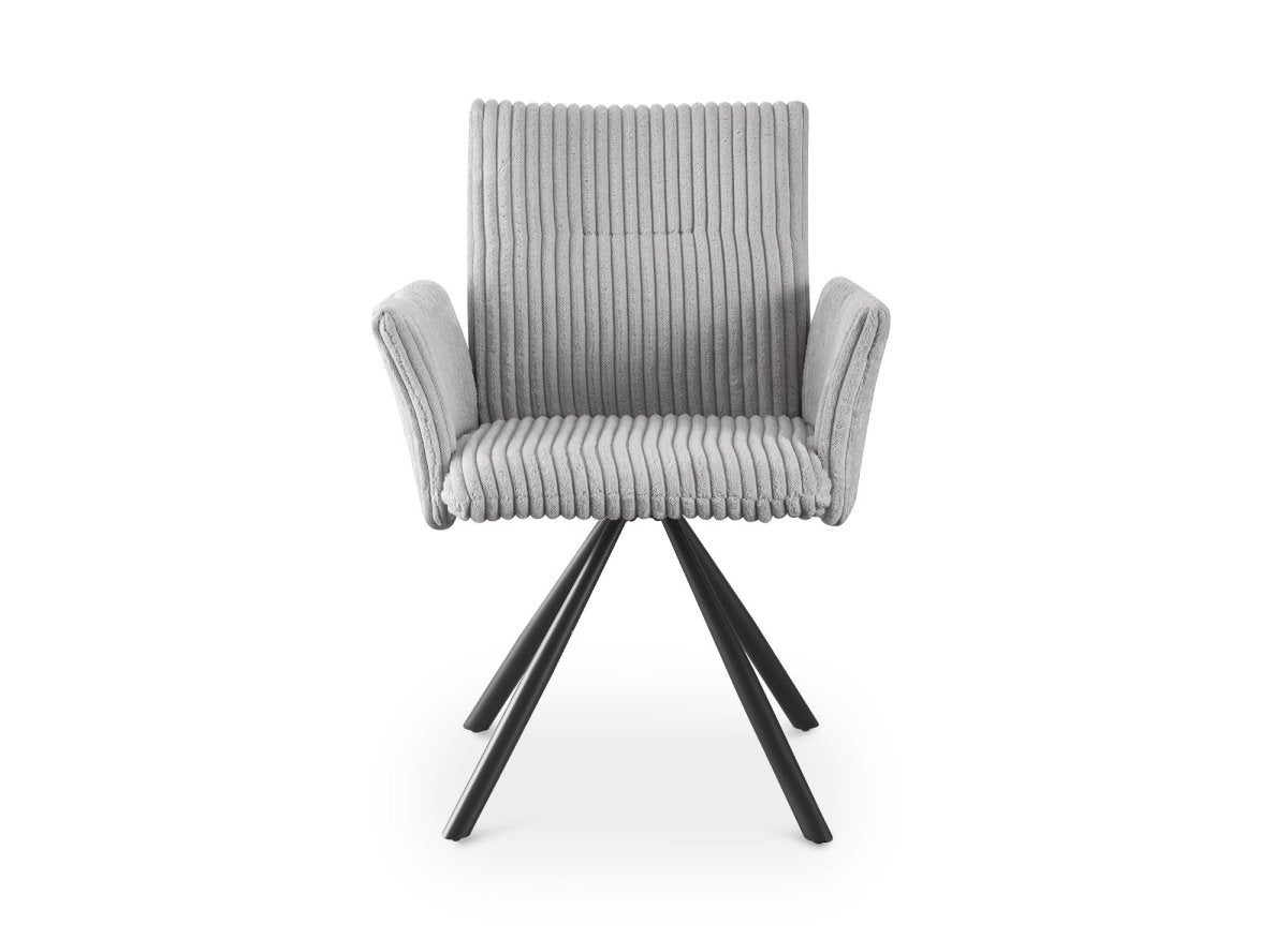 Lot de 2 chaises pivotantes en velours gros côtelé gris HOLLY