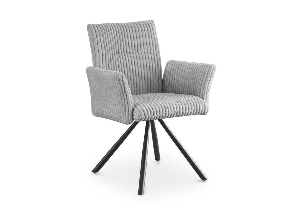 Lot de 2 chaises pivotantes en velours gros côtelé gris HOLLY