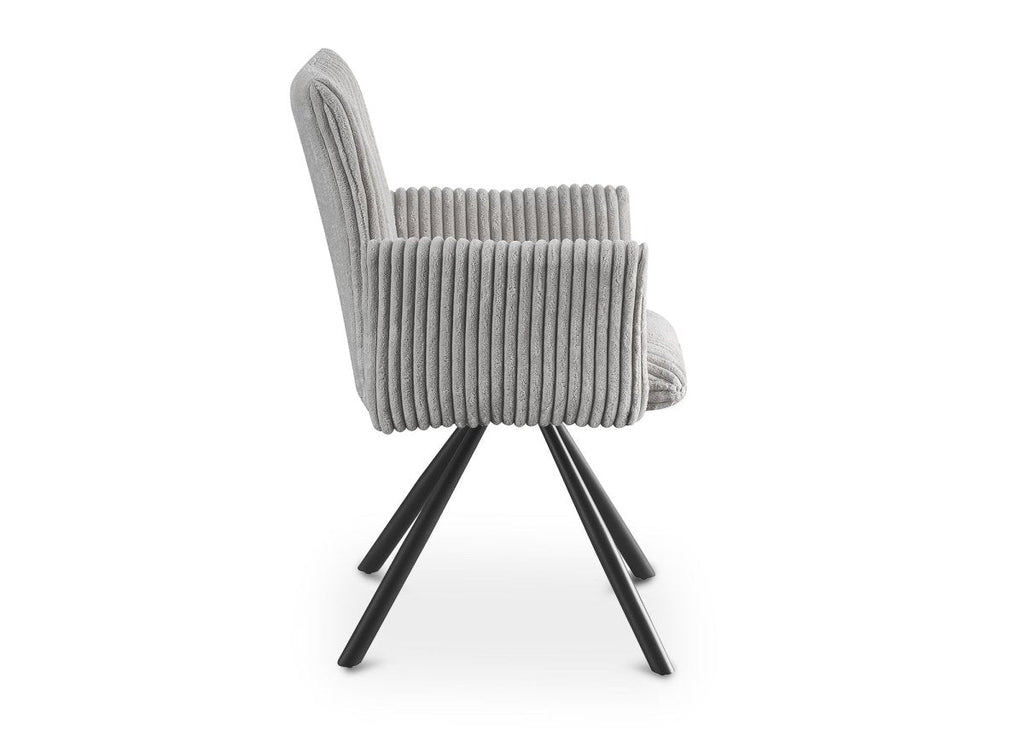 Lot de 2 chaises pivotantes en velours gros côtelé gris HOLLY