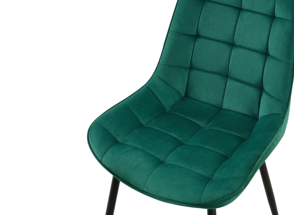 Lot de 4 chaises capitonnées en velours vert SOREN