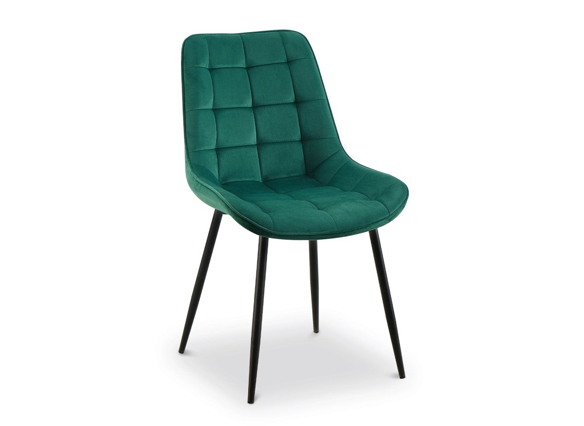 Lot de 4 chaises capitonnées en velours vert SOREN