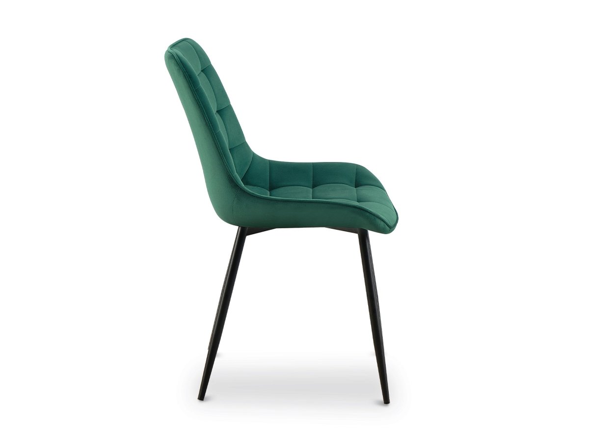Lot de 4 chaises capitonnées en velours vert SOREN
