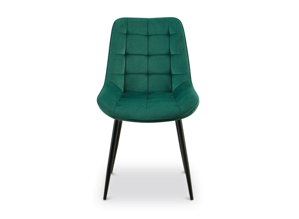 Lot de 4 chaises capitonnées en velours vert SOREN