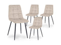 Lot de 4 chaises en tissu beige capitonné JEREMI
