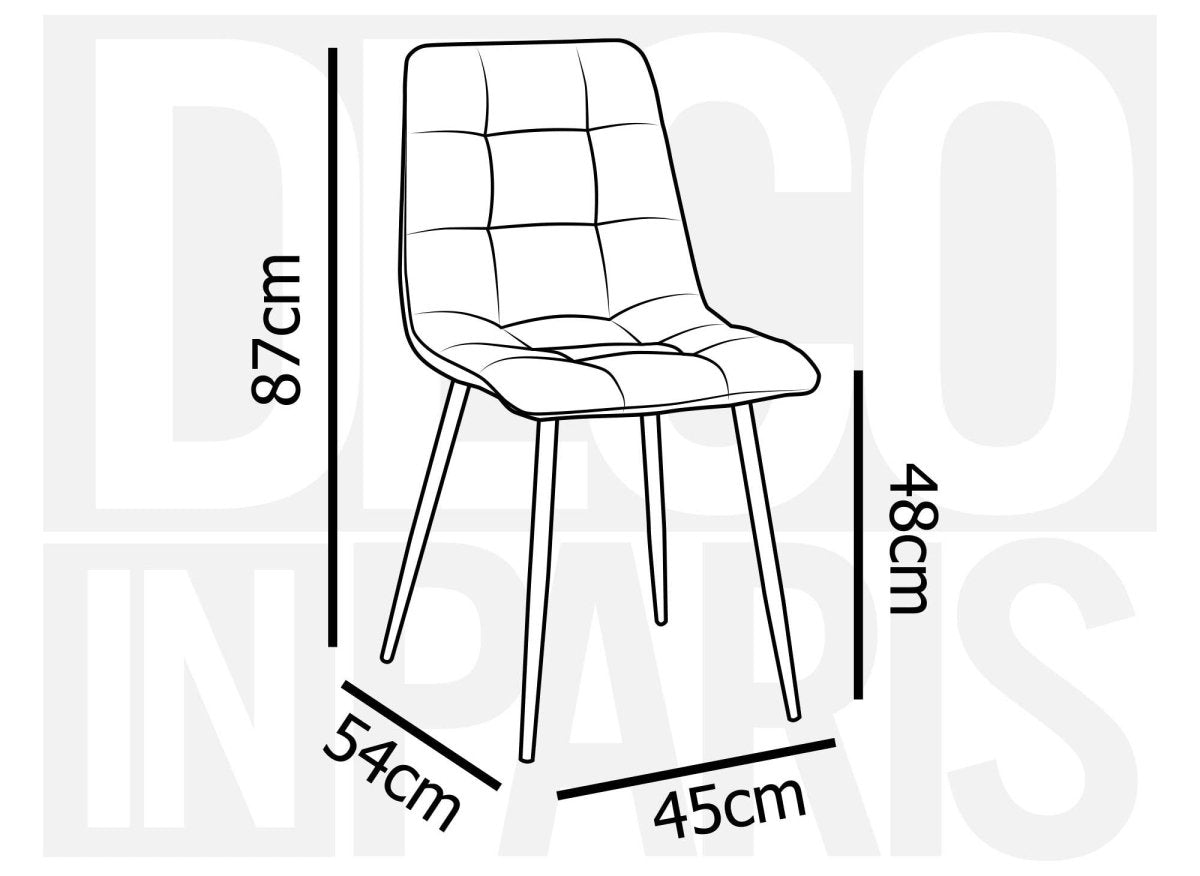 Lot de 4 chaises en tissu beige capitonné JEREMI