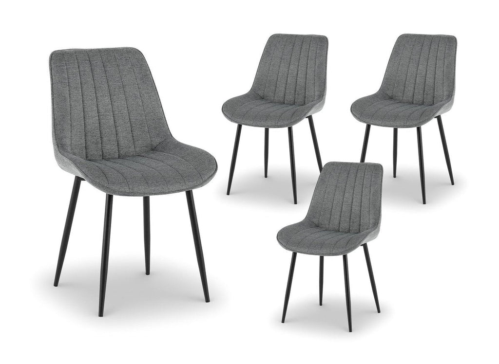Lot de 4 chaises en tissu gris LOREVA