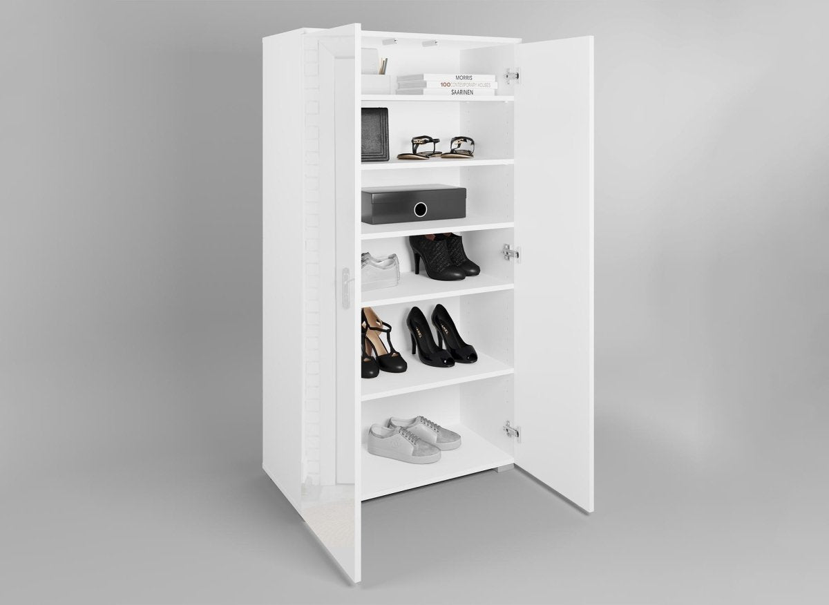 Meuble à chaussures 2 portes et 6 tiroirs blanc BAKI
