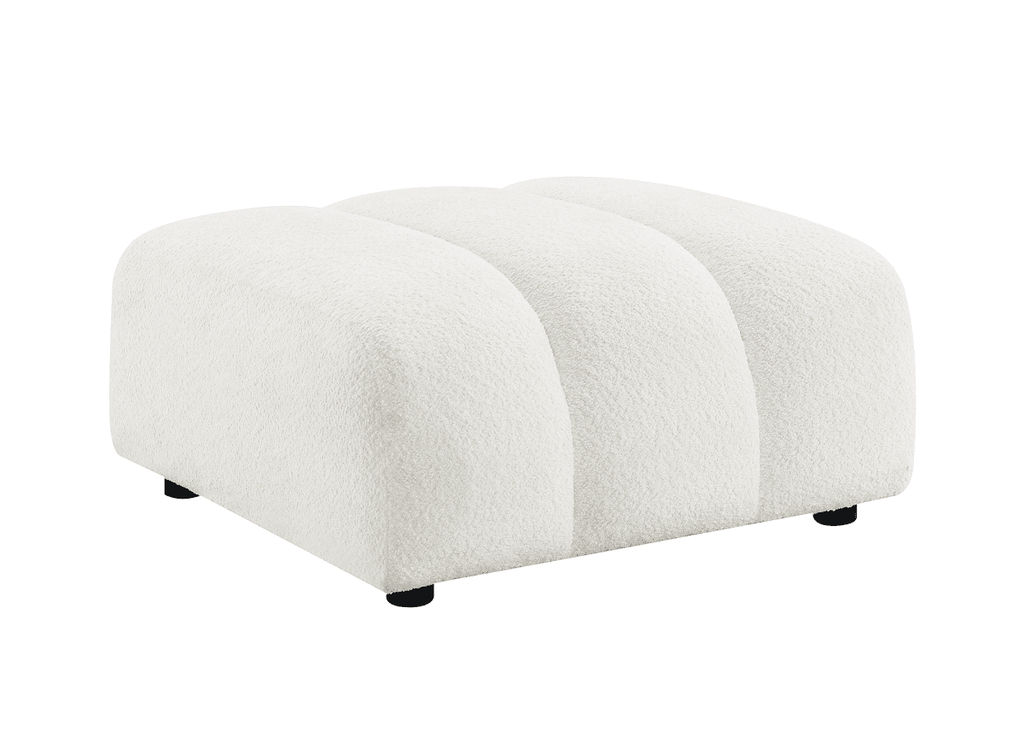 Pouf en tissu bouclette écru AELIS