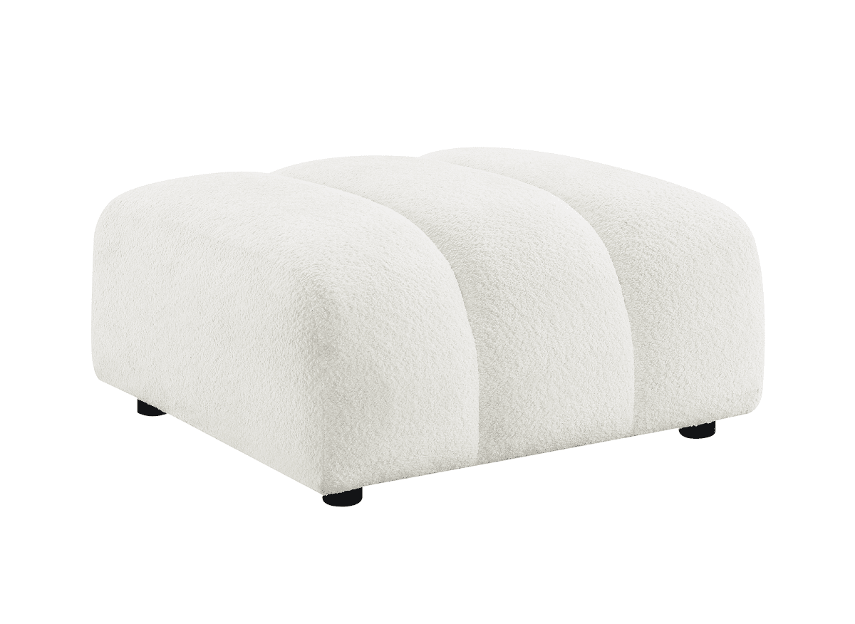 Pouf en tissu bouclette écru AELIS