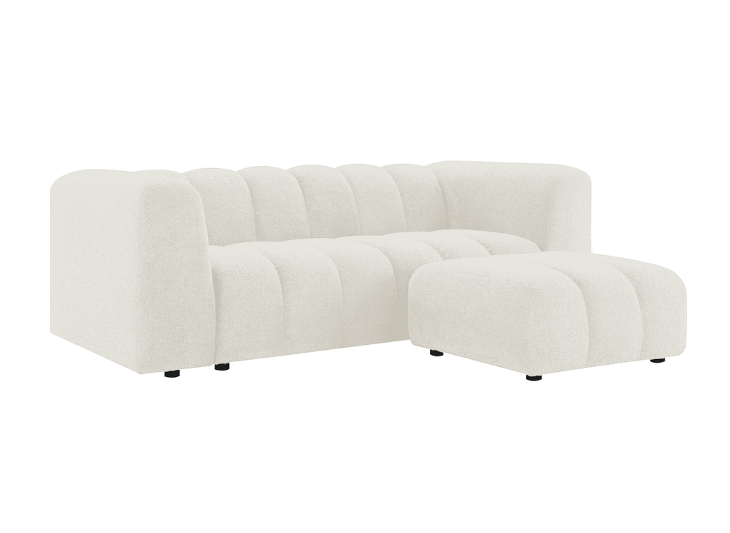Pouf en tissu bouclette écru AELIS
