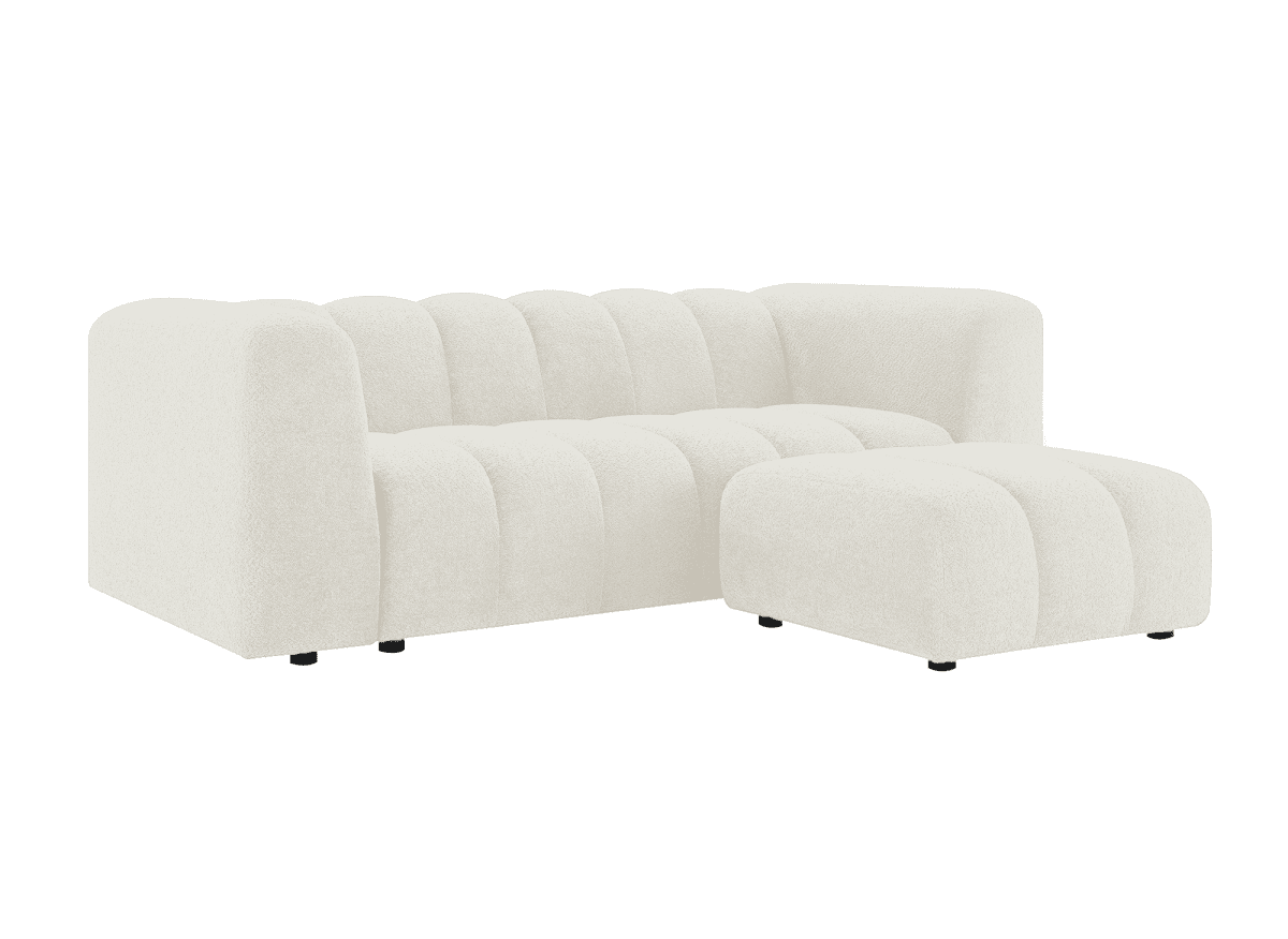 Pouf en tissu bouclette écru AELIS